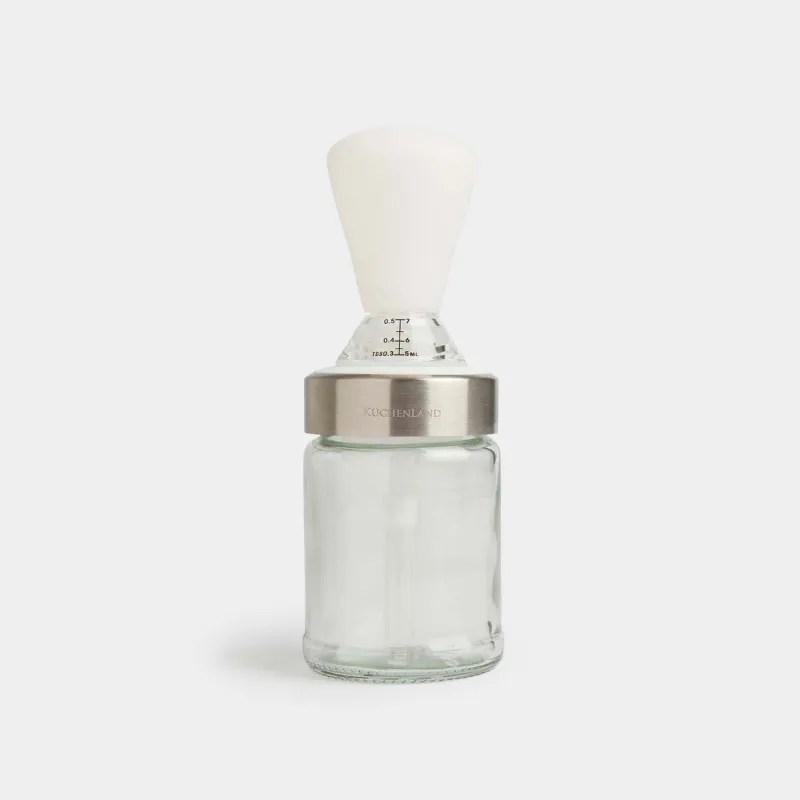 Oil container, 100 ml, with brush, glass / silicone, Comfort light