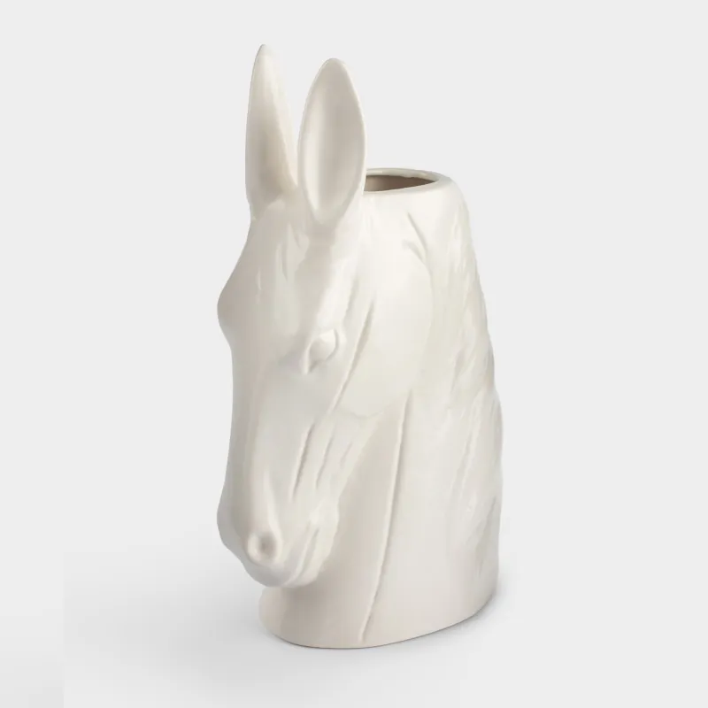 Decorative vase, 25 cm, polyresin, white, Horse, Horse white