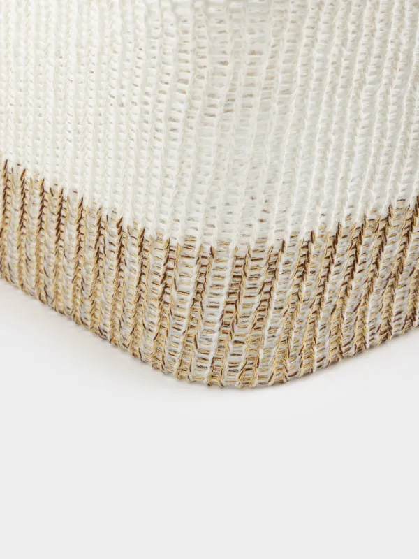 Storage basket, 33x22x17 cm, cotton/polyester, rectangular, milky beige, Crochet, image-3