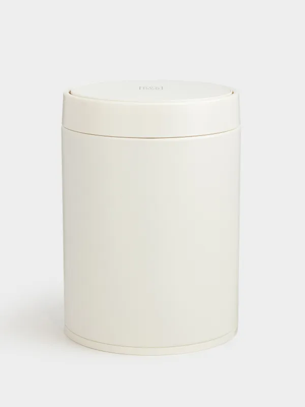Trash can, 1.5 l, with a button to open the lid, metal / plastic, dairy, Demeter, image-0