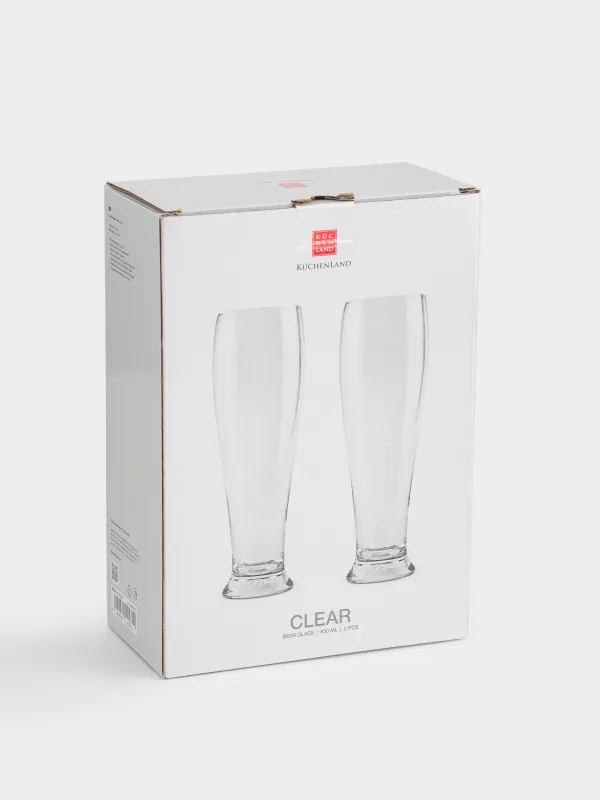 Drinking glass, 23 cm, 650 ml, 2 pcs, glass, Clear, image-4