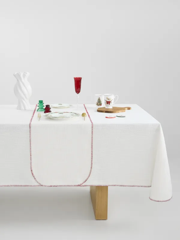 Table runner, 40x160 cm, with stitching, polyester, milky, Burlap, Gunny traditions, image-7