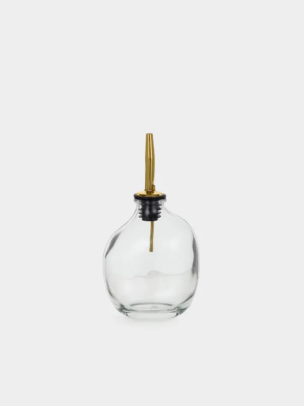 Oil or vinegar bottle, 250 ml, with dispenser, glass / metal, Classic gold, image-0