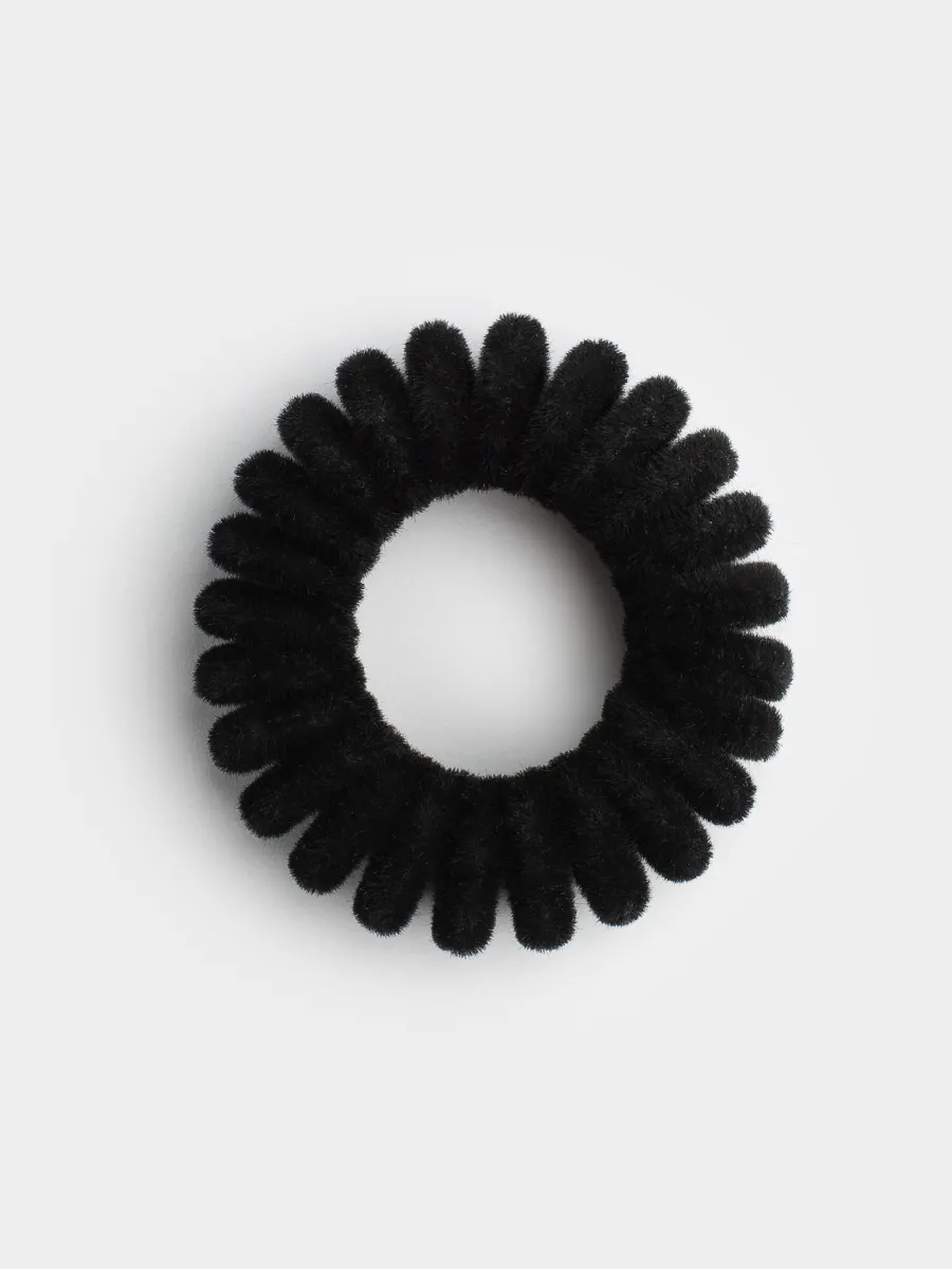 Elastic band for hair, 4 cm, 3 pcs, polyester / TPU, black, Spiral, Helix, image-3