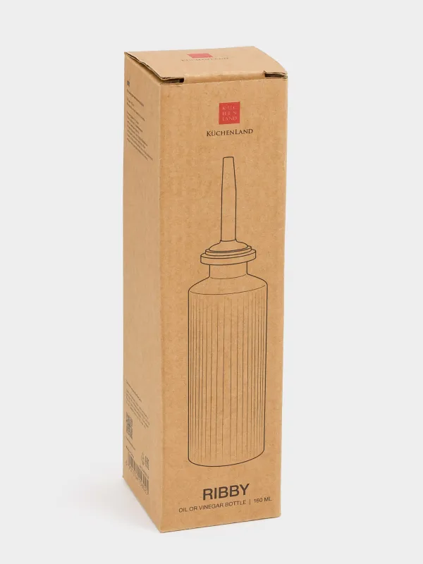 Oil or vinegar bottle, 160 ml, with dispenser, glass R / metal, Ribby, image-2