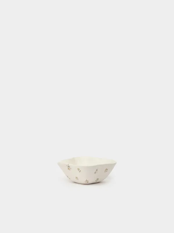 Salad bowl, 15x6 cm, 330 ml, ceramic, milky, Vintage flowers, La flore, image-0