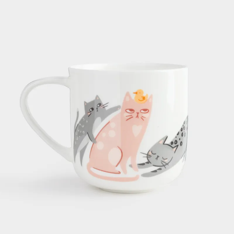 Mug, 500 ml, porcelain F, white, Cats, Cat, image-1
