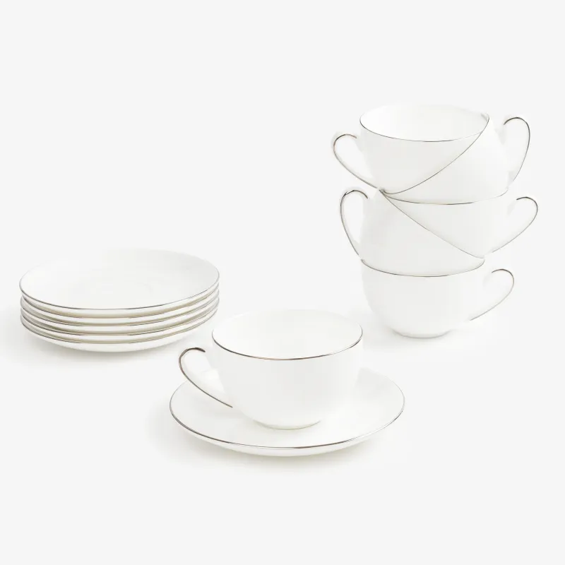 Tea set, 6 pers, 15 pr, porcelain F, Antarctica, image-2