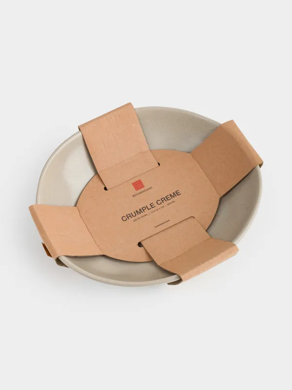 Salad bowl, 22x6 cm, 800 ml, ceramic, beige, Crumpled effect, Crumple creme, image-5