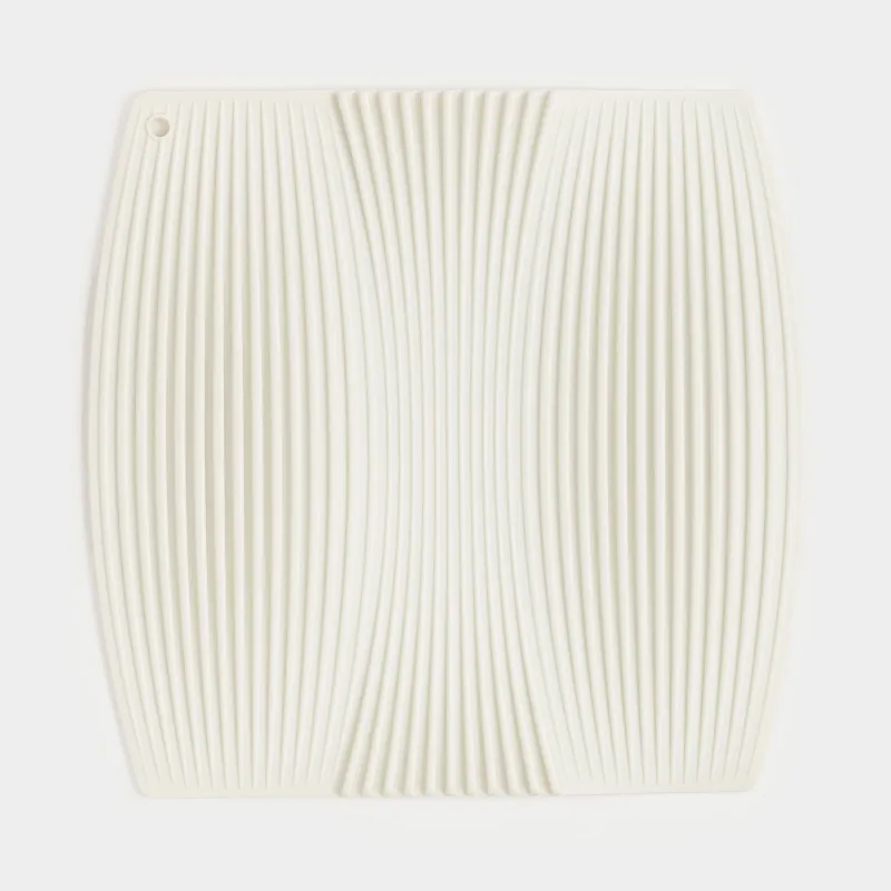 Hot pot holder, 20 cm, square, silicone, Beige, Wavelet