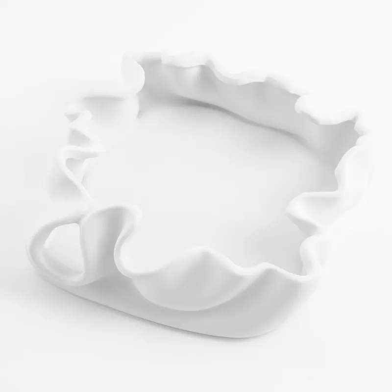 Decorative dish, 17 cm, ceramic, milky, Crumpled effect, Crumple, image-2