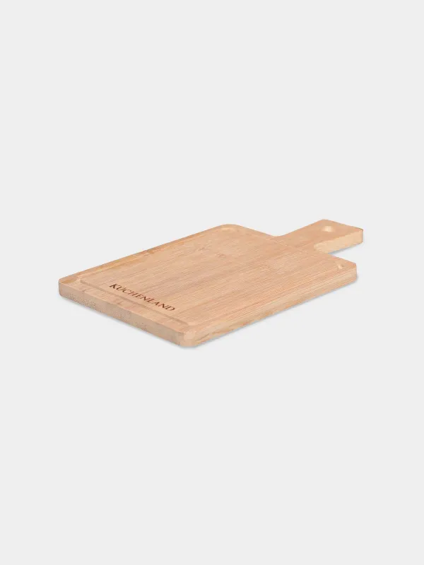 Hot plate, 19x11 cm, with handle, bamboo, rectangular, BBQ, image-2