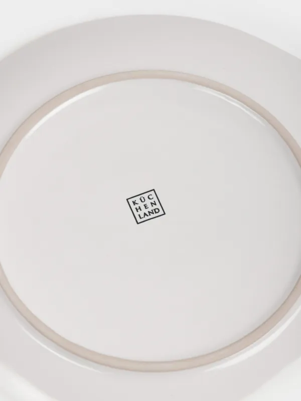 Dining set, 6 persons, 18 items, ceramic, milky, speckled, Uneven edge, Xoras, image-4