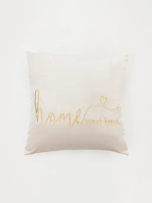 Decorative pillow, 45x45, corduroy, gray-brown, Sweet home, Scroll, image-0