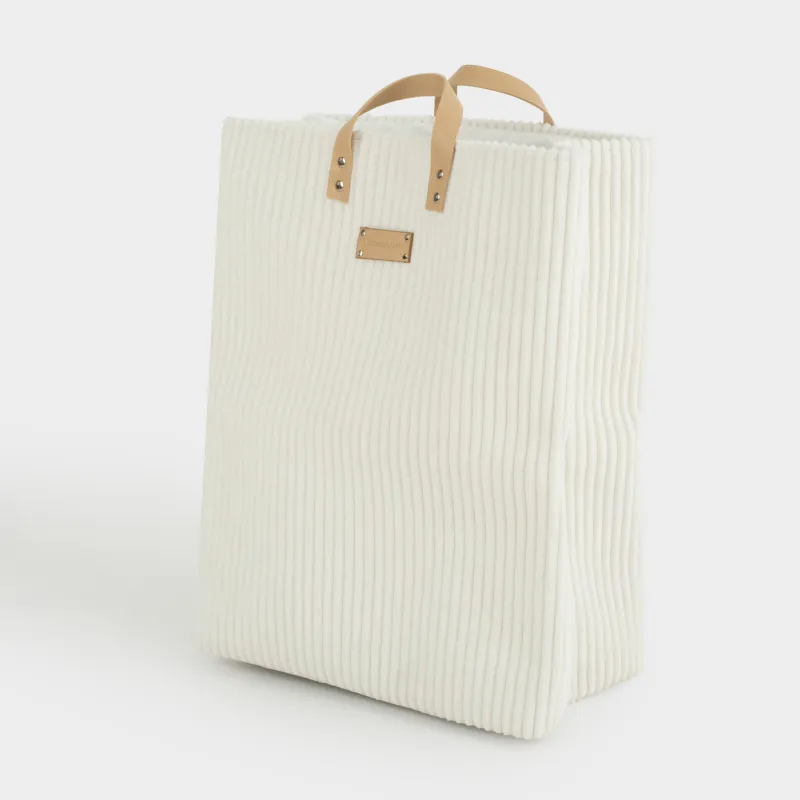 Laundry storage bag, 37x22x50 cm, with handles, polyester, rectangular, beige, Moire, image-2