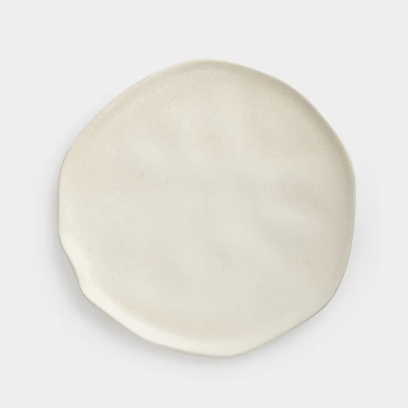 Dinner plate, 27 cm, ceramic, milky, Crumpled effect, Crumple creme