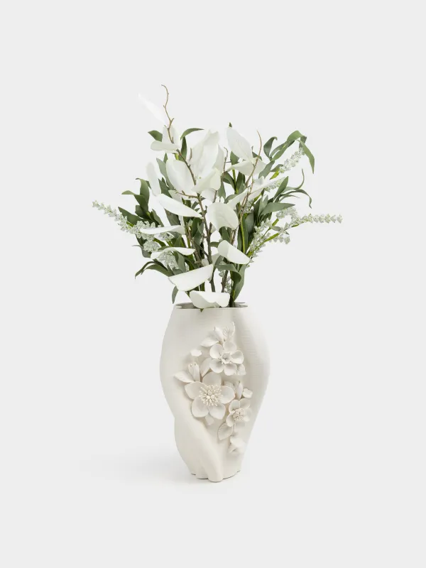 Flower vase, 29 cm, ceramic, white, Flowers, Bloome, image-3
