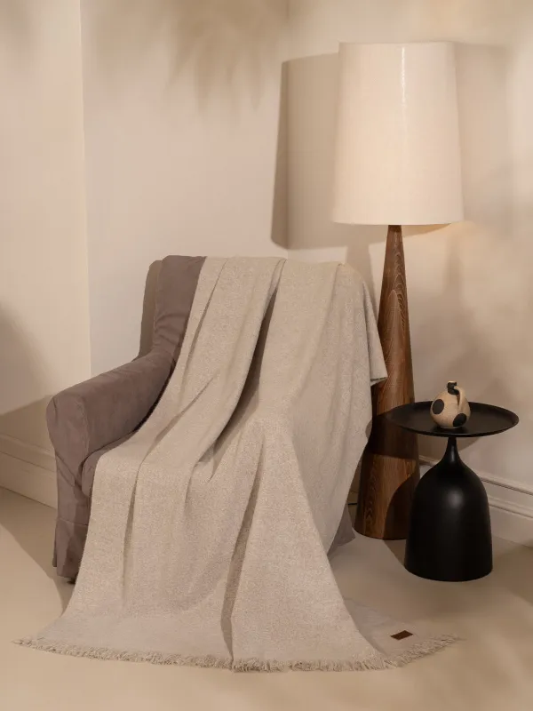 Plaid, 130x170 cm, fringed, polyester, light brown, Neutral, image-6