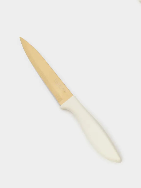 Slicing knife, 13 cm, with case, steel / plastic, milky gold, Regular gold, image-1