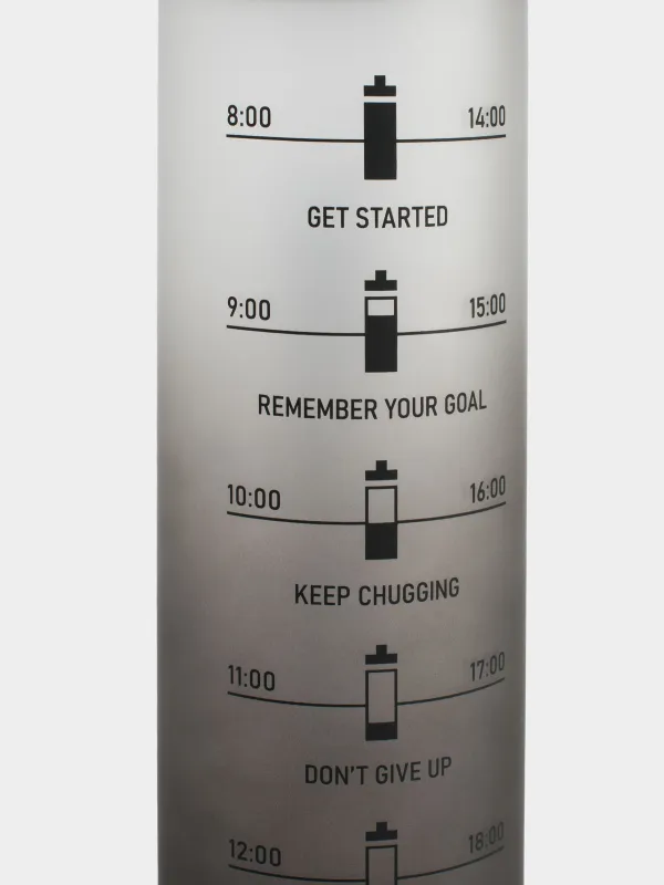 Water bottle, 900 ml, plastic/silicone, grey, Water balance, Sport, image-3