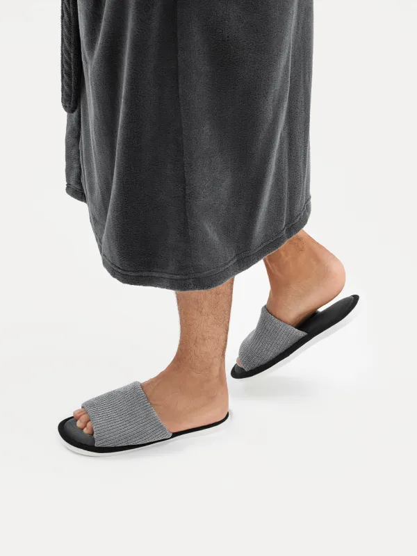 Men's slippers, home, p. 40-41, chenille / corduroy, dark gray, Chenille, image-3