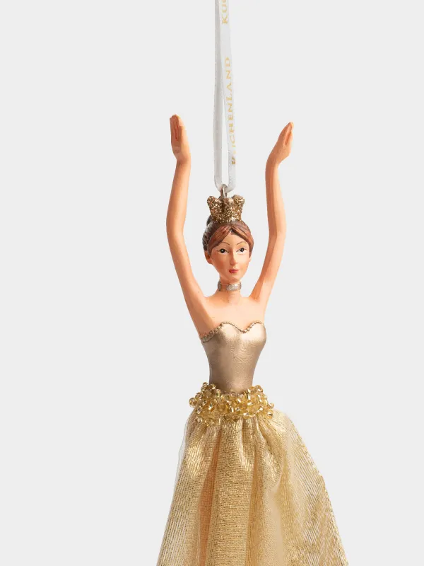 Christmas tree toy, 9x18 cm, polyester, Champagne, Ballerina, Sweet girl, image-3
