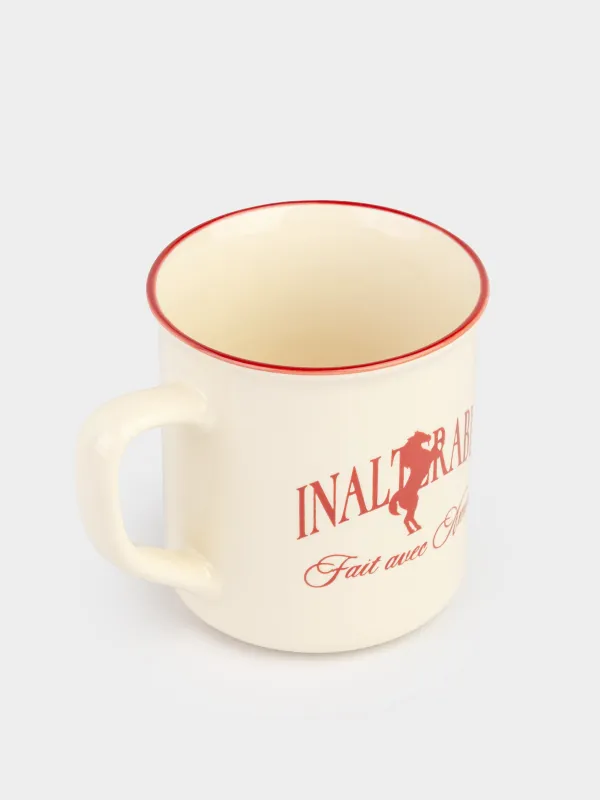 Mug, 430 ml, porcelain N, milky burgundy, Horse, Great horse, image-1