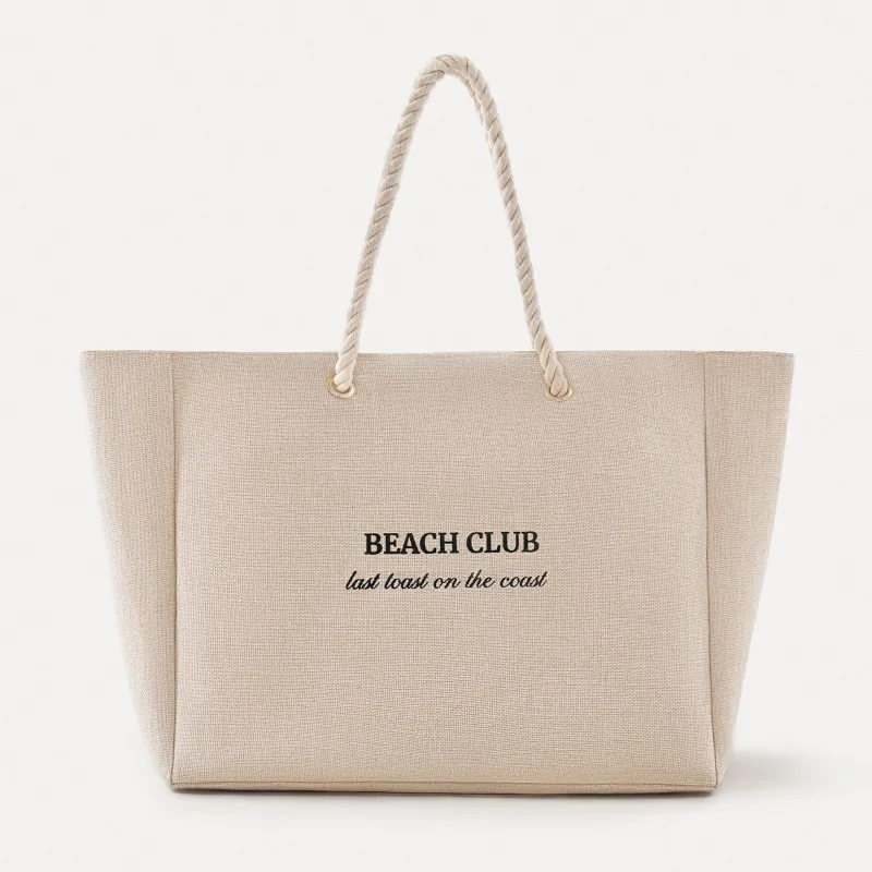 Women's bag, 44x35 cm, polyester, beige, Beach Club, Coast