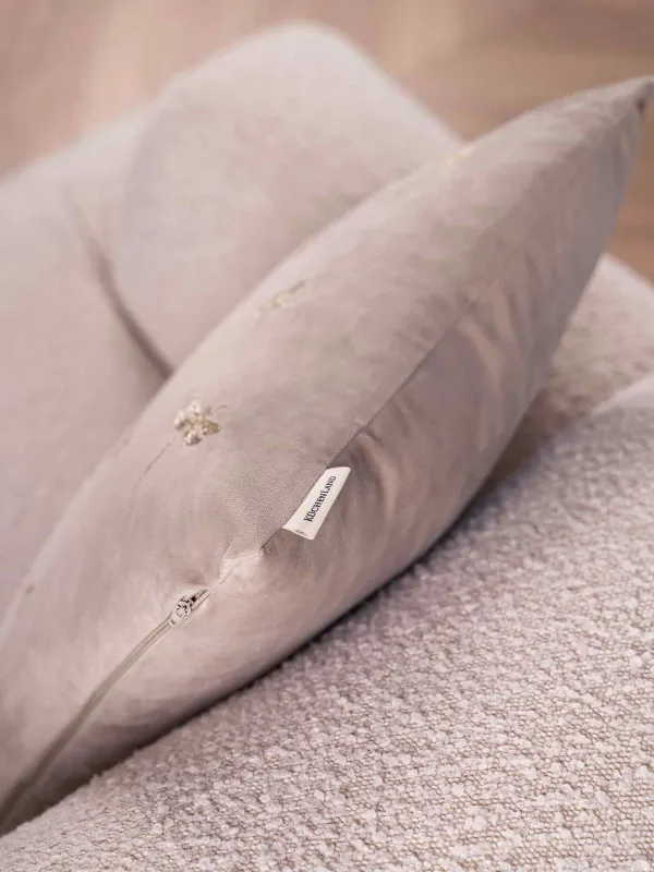 Decorative pillow, 45x45 cm, corduroy, light beige, Dragonflies and beetles, Bugs, image-4