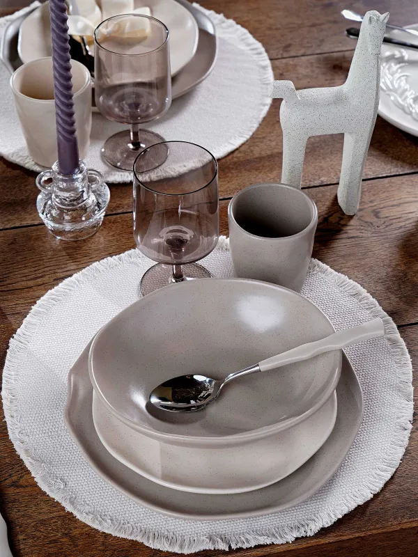 Salad bowl, 22x6 cm, 800 ml, ceramic, beige, Crumpled effect, Crumple creme, image-6