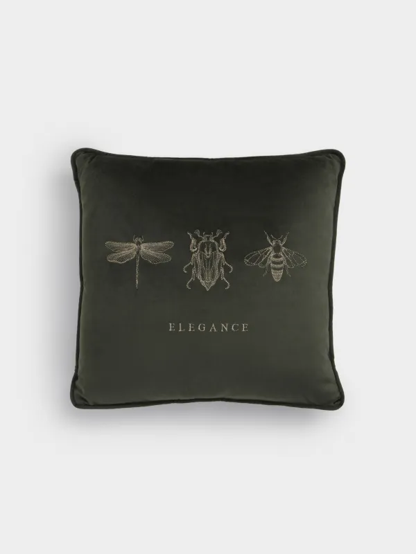 Decorative pillow, 45x45 cm, velvet, green, Bugs, Bugs, image-0
