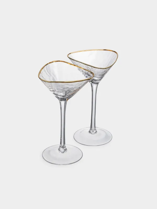 Martini glass, 150 ml, 2 pcs, glass, golden edging, Triangle Gold, image-1