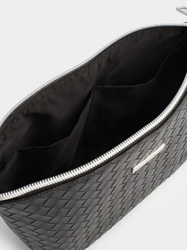 Makeup bag, 26x13 cm, polyurethane, black, Sennit, image-2