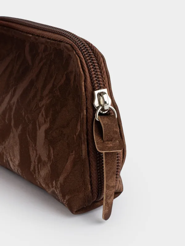 Cosmetic bag, 15x9 cm, polyurethane, brown, Krush, image-3