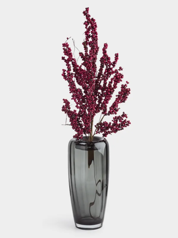 Flower vase, 32 cm, glass, Grey, Grooved, image-5