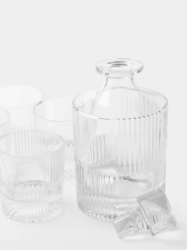 Drink set, 4 persons, 5 items, decanter / glasses, glass R, Ribby, image-3