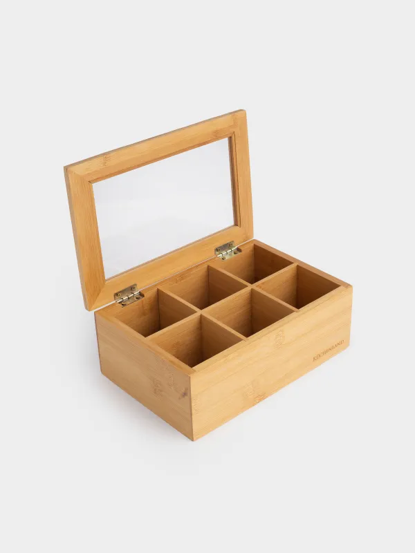 Tea box, 24x16 cm, 6 otd, bamboo, rectangular, Bamboo, image-4