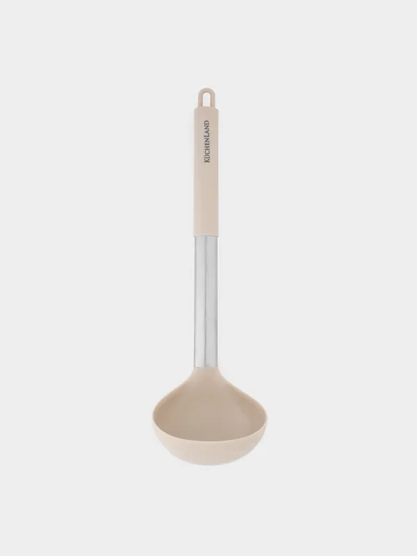 Ladle, 31 cm, silicone / steel, grey-beige, Metallic, image-0