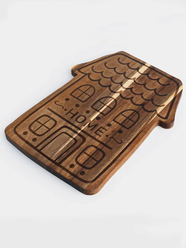 Cutting board, 23x30 cm, wood, House, Noble tree, image-2