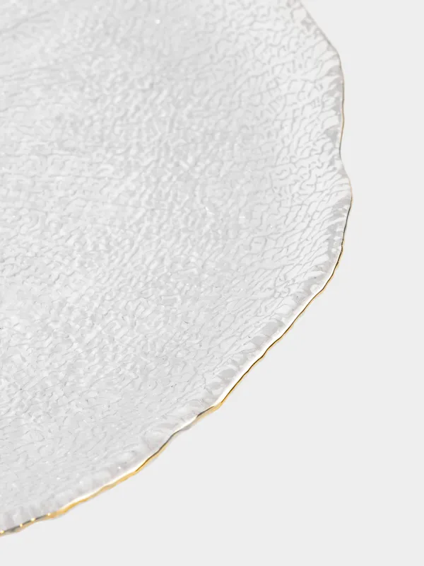 Dining plate, 27 cm, glass, with golden edging, Berg, image-1