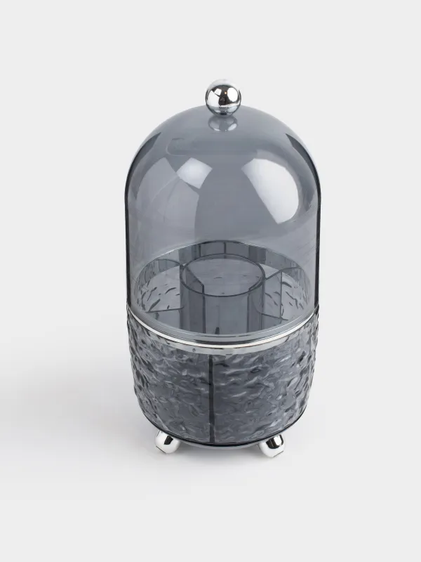 Organizer for cosmetics, 26 cm, 6 compartments, rotating, plastic, grey, Renaissance clear, image-1