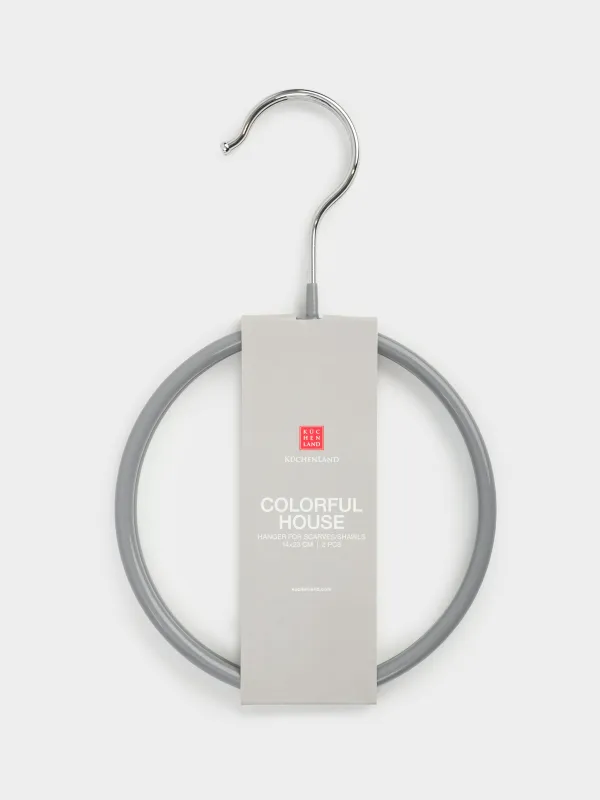 Scarf/shawl hanger, 14x23 cm, 2 pcs, coated metal, Grey, Colorful house, image-4