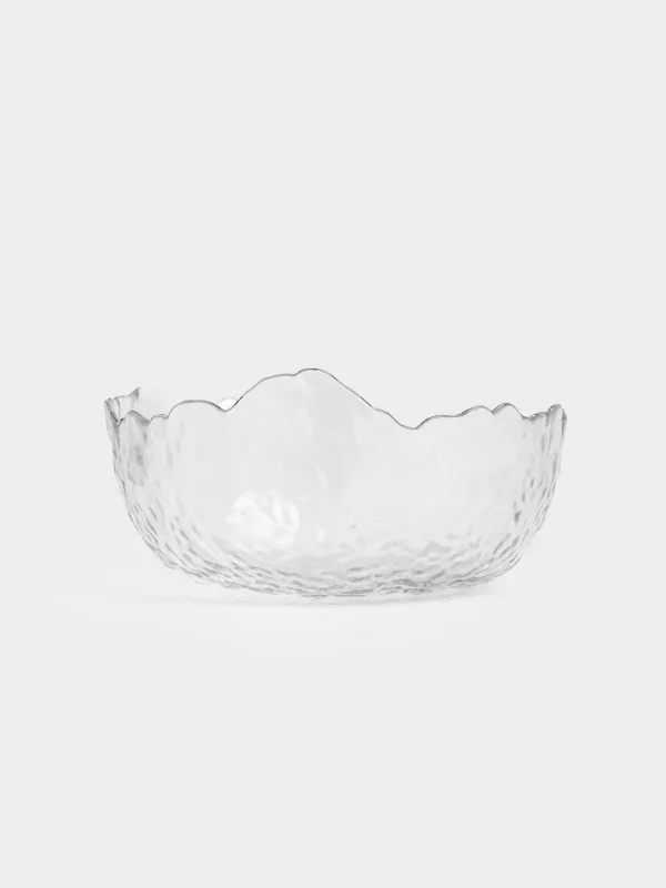 Salad bowl, 17x7 cm, 700 ml, glass, with silver edging, Nautilus silver, image-4