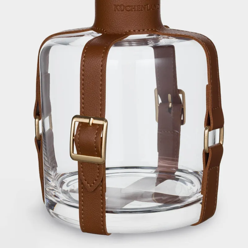 Decanter, 1,1 l, glass / PU leather, Clear devo, image-4