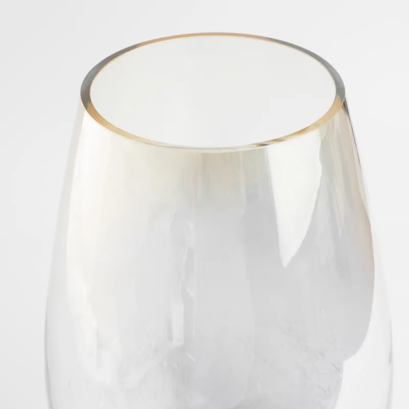 Flower vase, 26 cm, glass, beige gradient, Craquelure, Ice, image-3