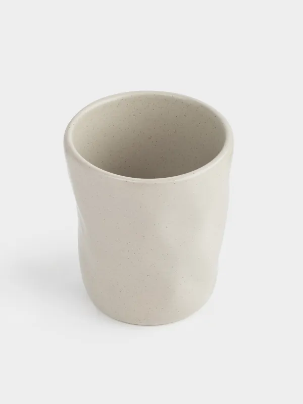 Glass, 10 cm, 300 ml, ceramic, beige, Crumpled effect, Crumple creme, image-1