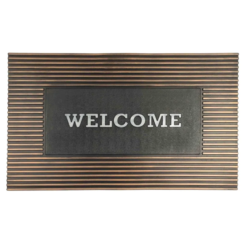 Door mat, 45x75 cm, rubber, bronze-black, Stripes, homewear deco, image-0