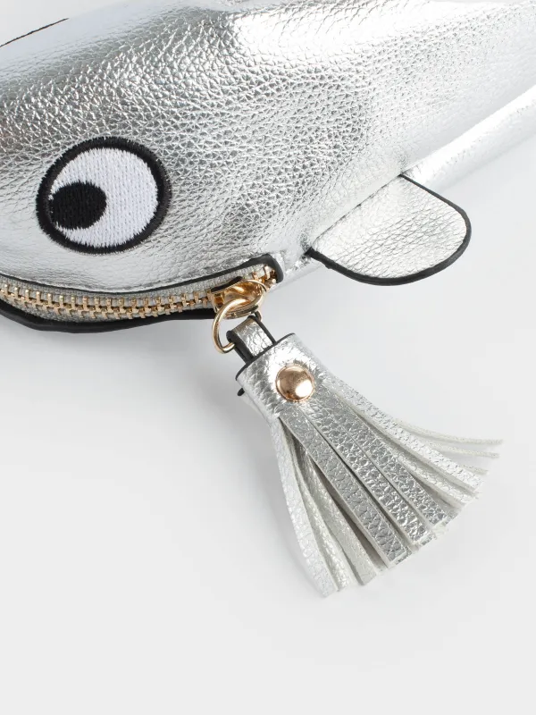 Pencil case, 25x9 cm, polyurethane, silver, Shark, Aquatic animals, image-2