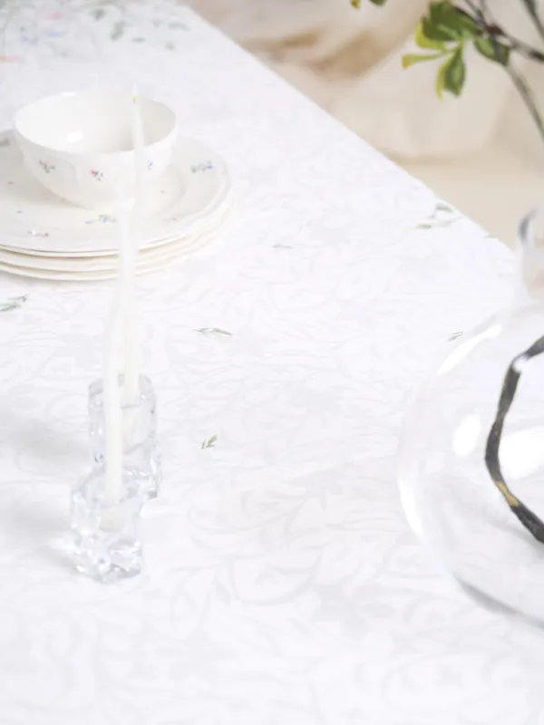 Table runner, 40x160 cm, jacquard, polyester, milky, Wildflowers, Petals serenity, image-8