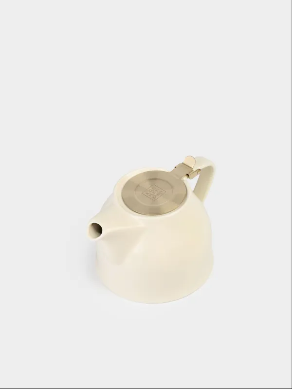 Teapot, 1 l, ceramic / steel, milky-golden, Kettle ceramo, image-2